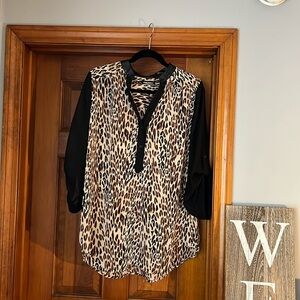 Sheer animal print blouse